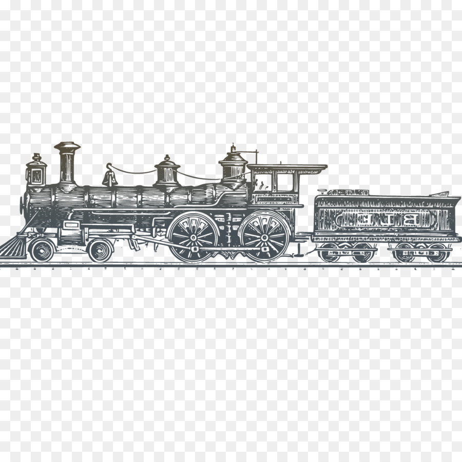 900x900 Train Rail Transport Steam Locomotive - Train Track Sketch