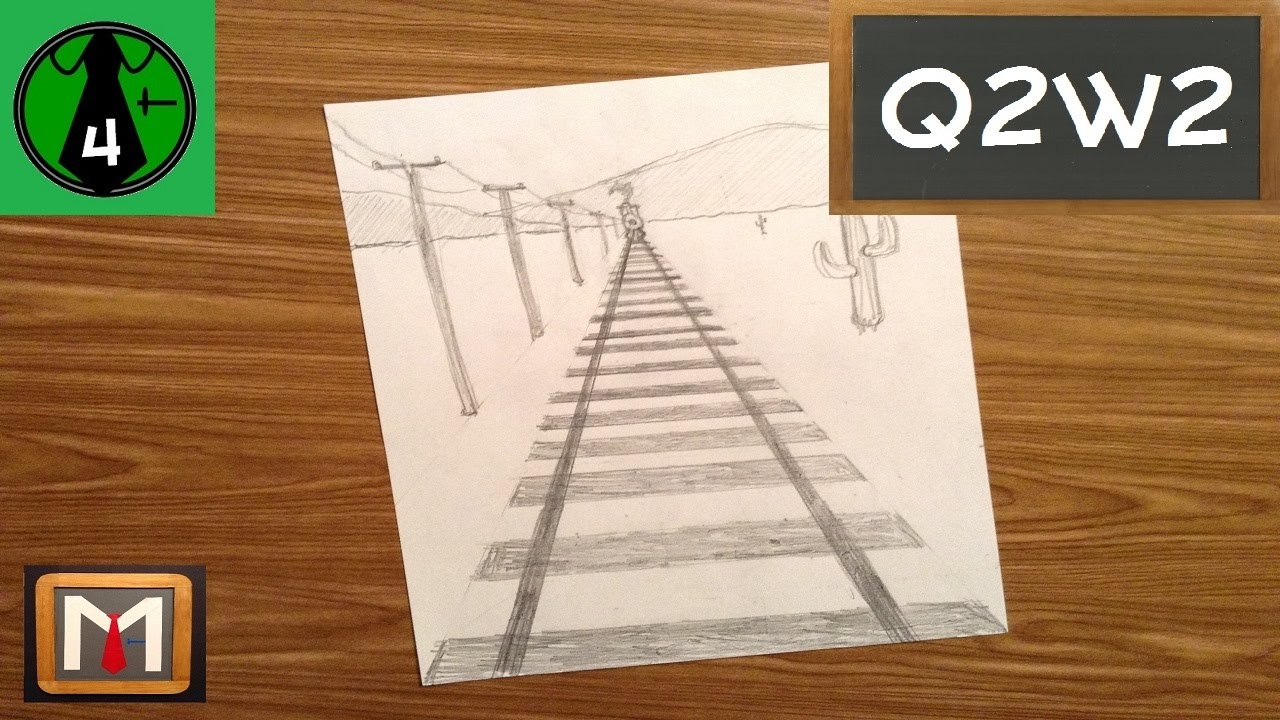 1280x720 Using One Point Perspective To Draw Railroad Tracks - Train Track Sketch