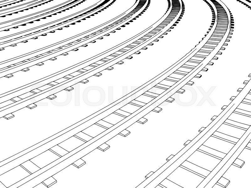 800x600 Vector Curved Endless Train Track. Sketch Of Curved Train Track - Train Track Sketch