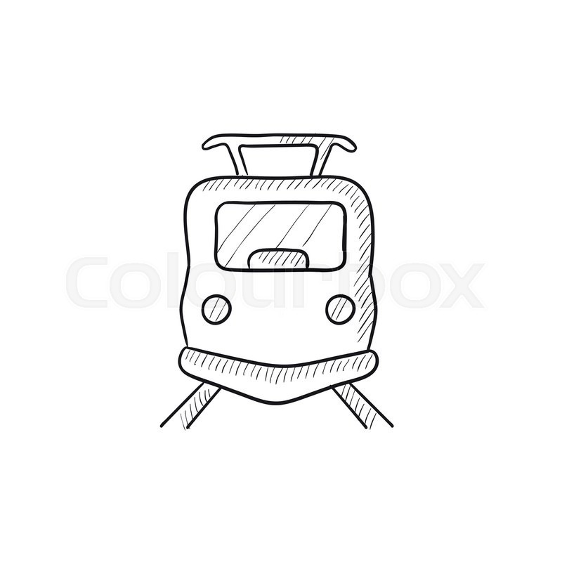800x800 Front View Of Train Vector Sketch Icon Isolated On Background - Tram Sketch