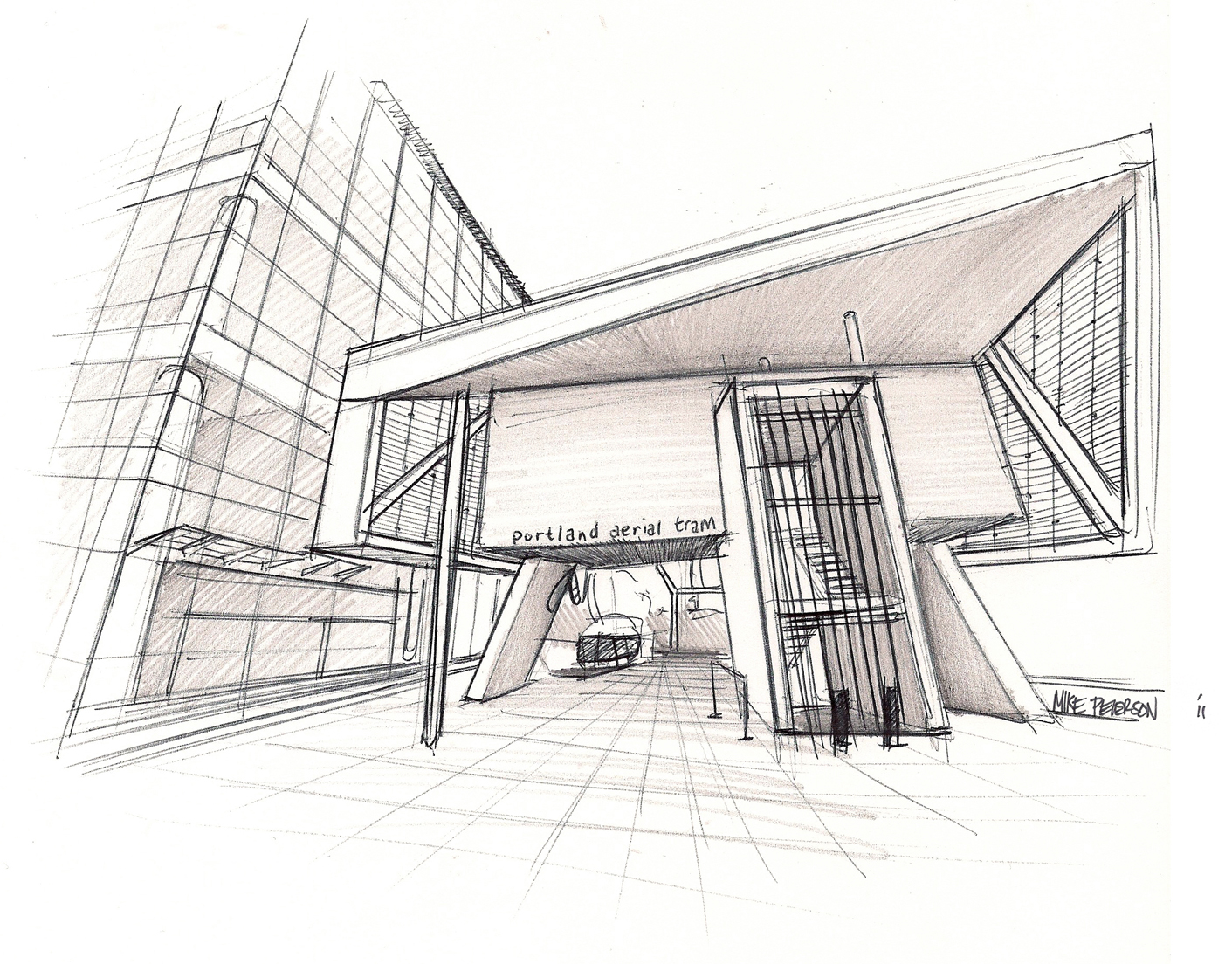 1411x1104 Portland Aerial Tram Sketch Reportlandoregon - Tram Sketch