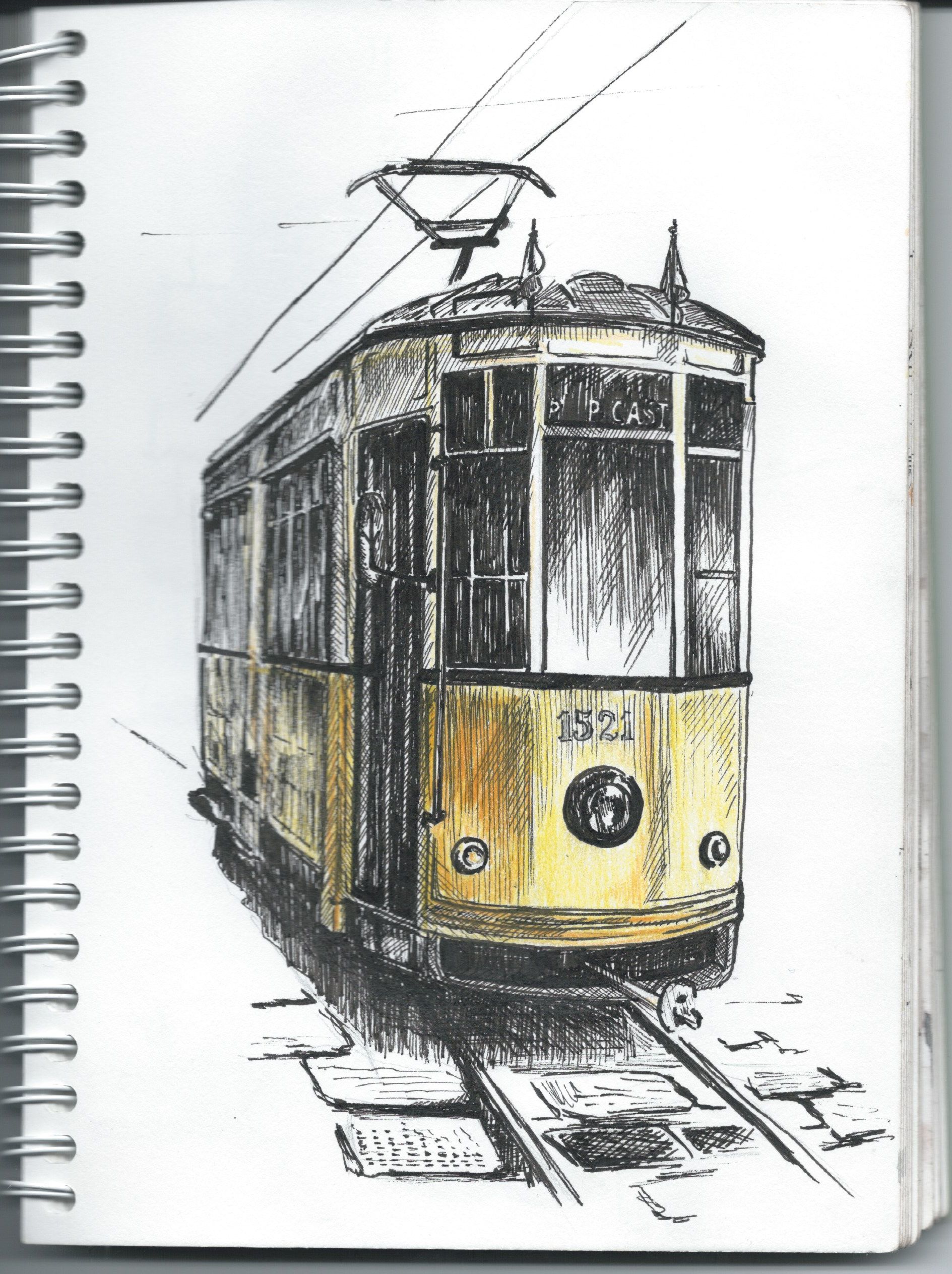 1889x2527 Sketch, Bystryj Risunok, Linery, Sketch, Tram Urbansketchers, Urban - Tram Sketch