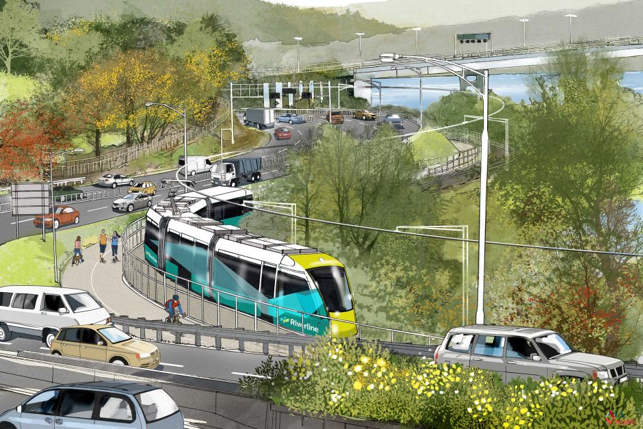 940x627 Sketch Of Hobart Based Light Rail Or Tram Project Called Riverline - Tram Sketch