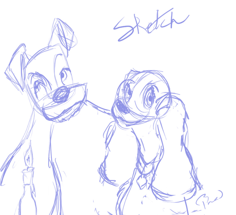 792x720 Lady And The Tramp Sketch By Blitzkriegbrad - Tramp Sketch