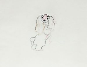 300x233 Walt Disney Lady And The Tramp Production Drawing Featuring Lady - Tramp Sketch