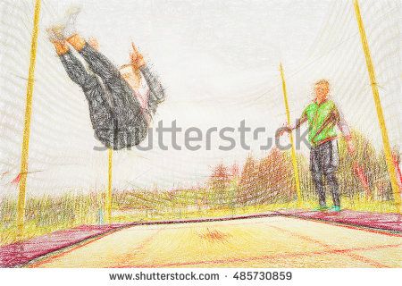 450x320 Sketch Pencil Sketches And Jumping On A Trampoline Digital - Trampoline Sketch