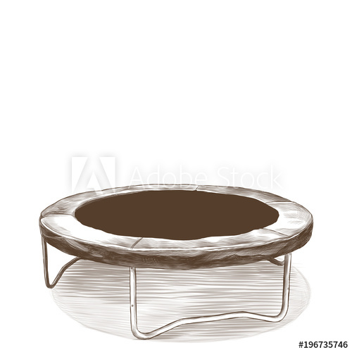 500x500 Round Portable Trampoline Sketch Vector Graphic Monochrome Drawing - Trampoline Sketch