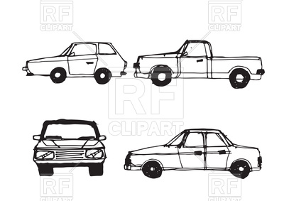 400x283 Car Sketch On White Vector Image Vector Artwork Of - Transport Sketch