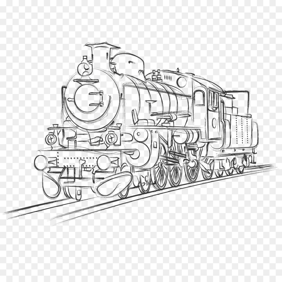 900x900 Train Rail Transport Steam Locomotive Sketch - Transport Sketch