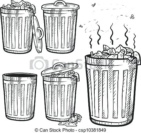 450x425 Basic Line Trash Can Garbage Pedal Bin Large Durable Dustbin Slim - Trash Can Sketch