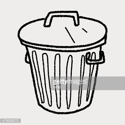 416x416 Trash Can Doodle Premium Clipart - Trash Can Sketch