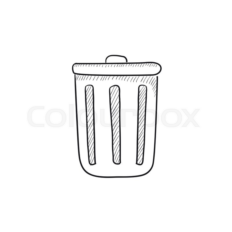 800x800 Trash Can Vector Sketch Icon Isolated On Background. Hand Drawn - Trash Can Sketch