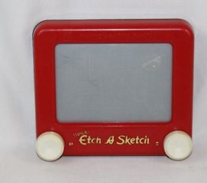 300x266 Vintage Travel Etch A Sketch Pocket Size Classic Red By Ohio Art - Travel Etch A Sketch