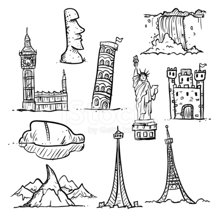443x439 Travel Sketches Stock Vector - Travel Sketch