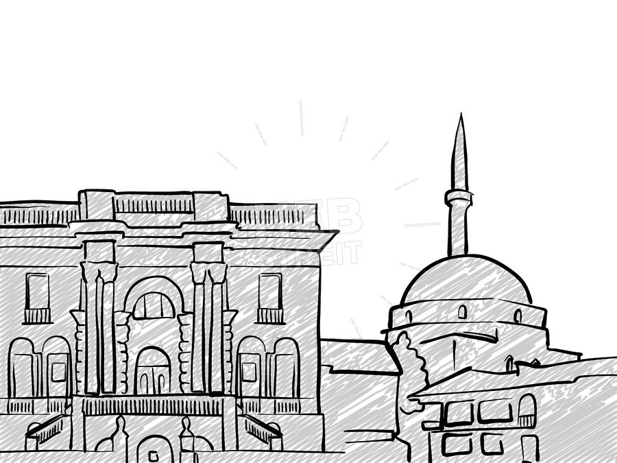 900x675 Belgrade, Serbia Famous Travel Sketch Hebstreits - Travel Sketch