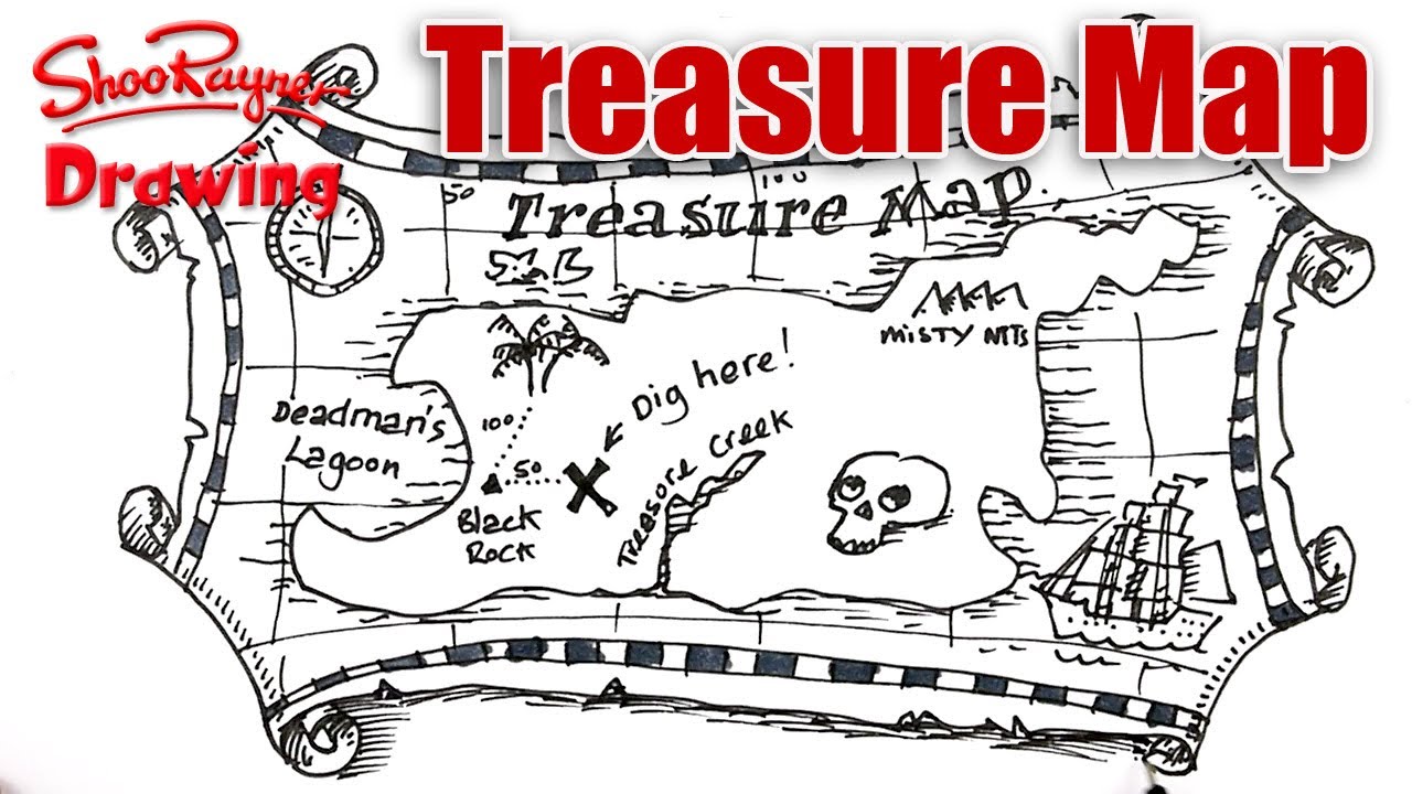 1280x720 How To Draw A Treasure Map - Treasure Map Sketch