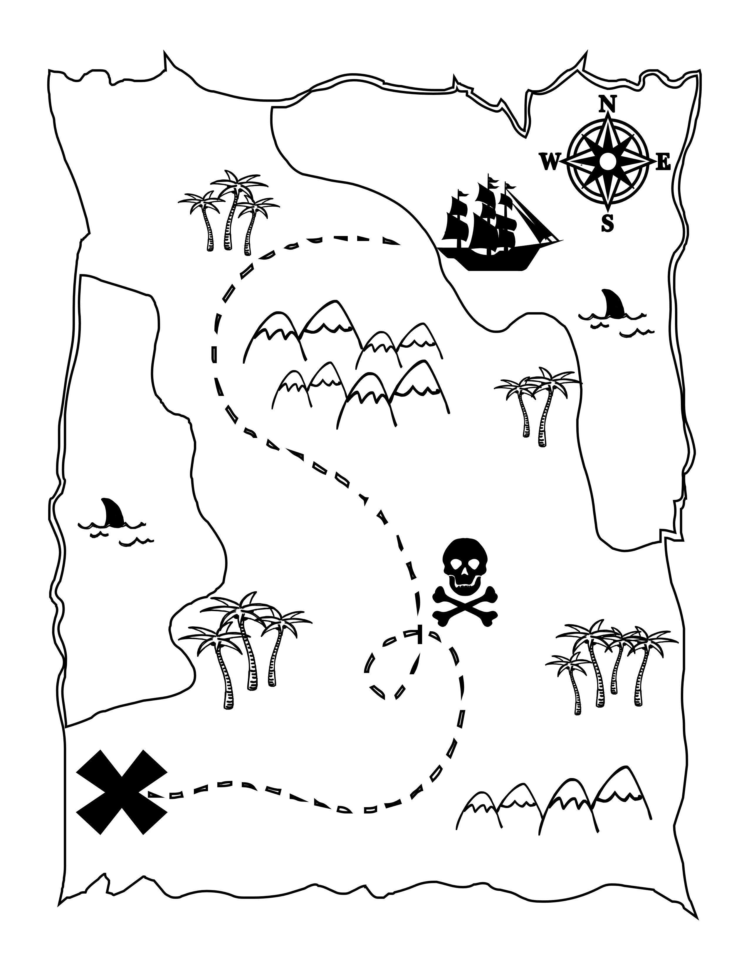 2550x3300 Printable Treasure Map Kids Activity Printables - Treasure Map Sketch