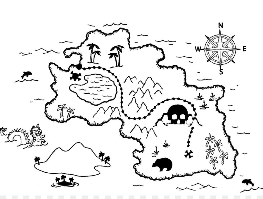 900x680 Treasure Island Treasure Map Coloring Book Buried Treasure - Treasure Map Sketch