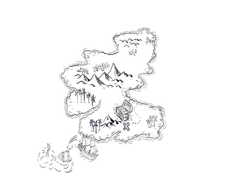 480x360 Video Pirate Treasure Map Sailing Ship Sea Serpent 2d Animation - Treasure Map Sketch