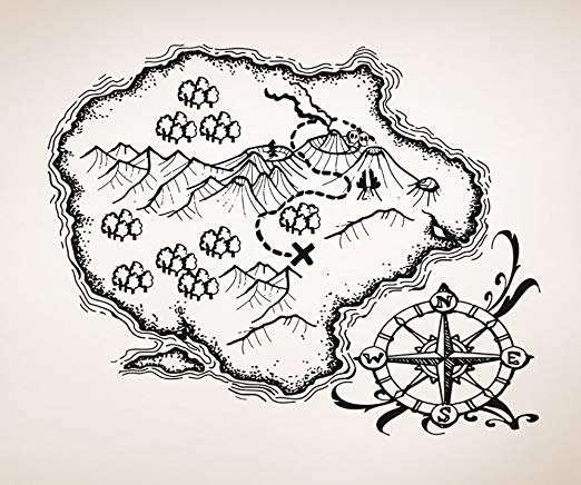 522x436 Vinyl Wall Decal Sticker Treasure Map Island Os Aa402s - Treasure Map Sketch