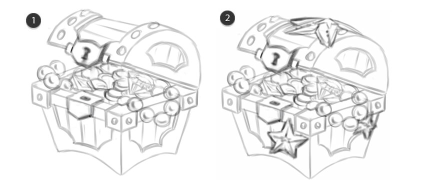 850x368 How To Create A Pirate Treasure Chest In Paint Tool Sai - Treasure Sketch