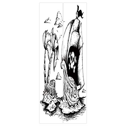 425x425 3d Door Wall Mural Wallpaper Stickers [ Pirate,drawing - Treasure Sketch