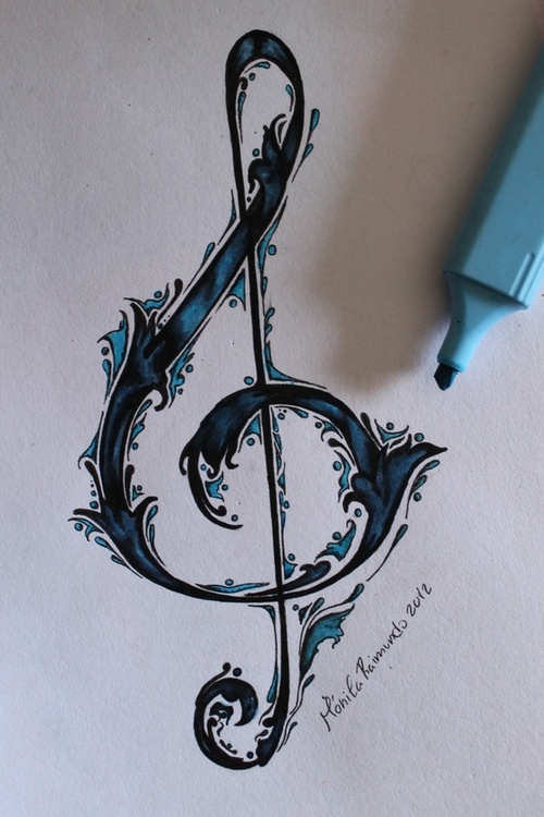 500x750 Simply Treble Clef Tattoo Sketch Reference - Treble Clef Sketch