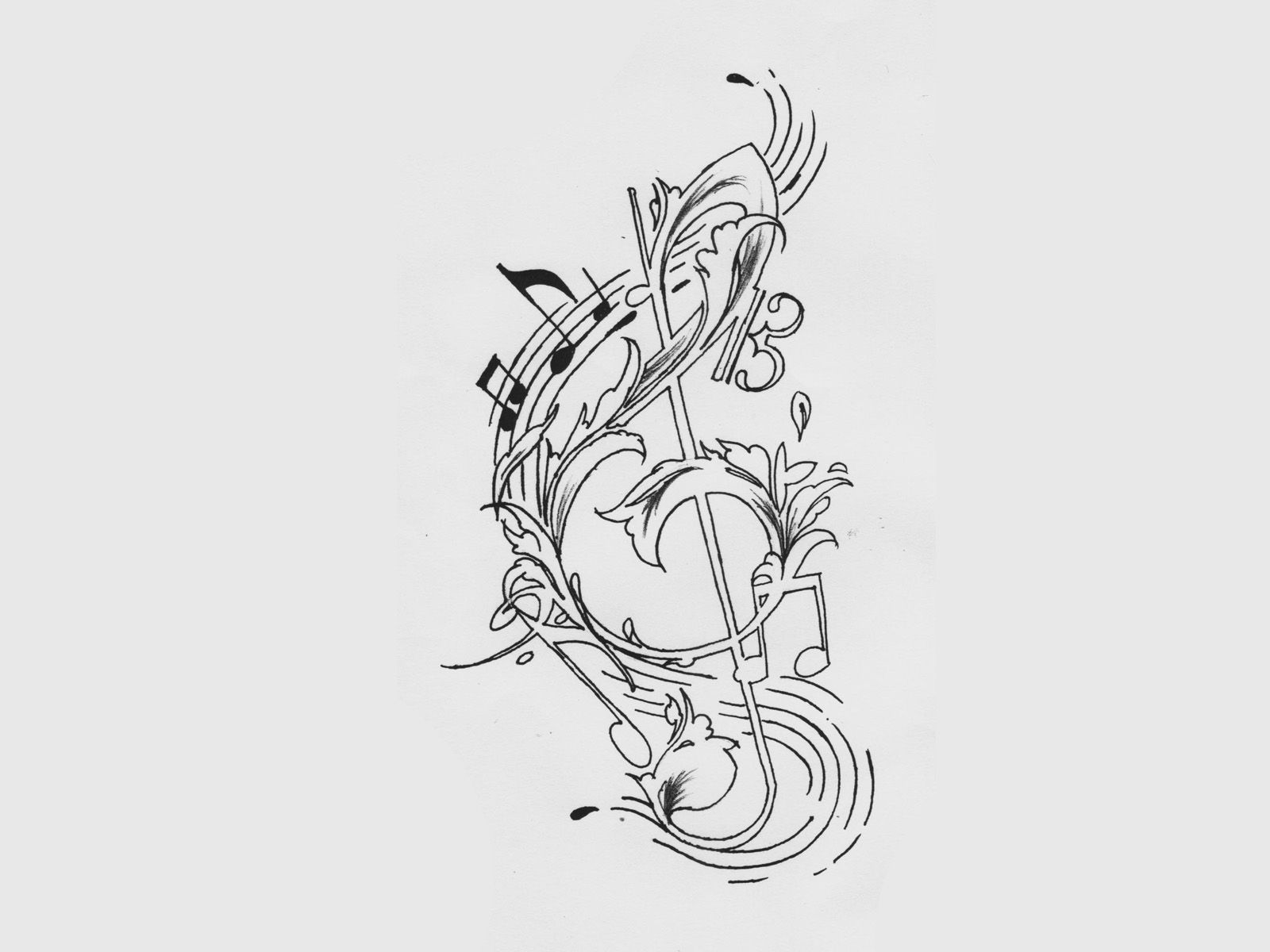 1600x1200 Treble Clef Wallpapers Group - Treble Clef Sketch