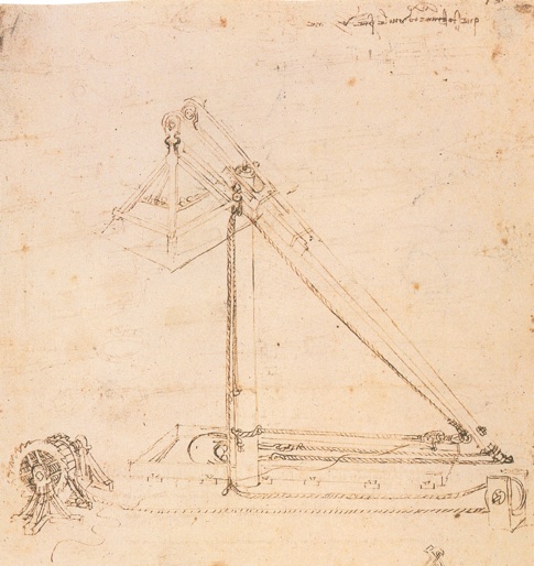 485x514 Leonardo Da Vinci - Trebuchet Sketch