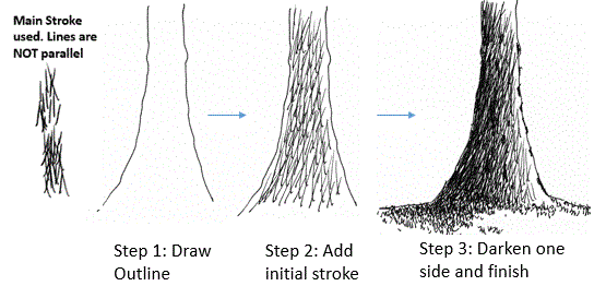 544x262 How To Draw Tree Trunks With Pen And Ink My Pen And Ink Drawings - Tree Bark Sketch
