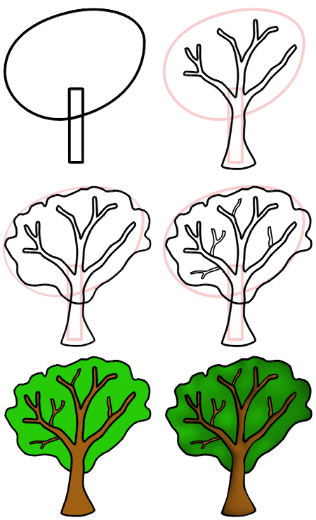 450x740 How To Draw Cartoon Trees - Tree Cartoon Sketch