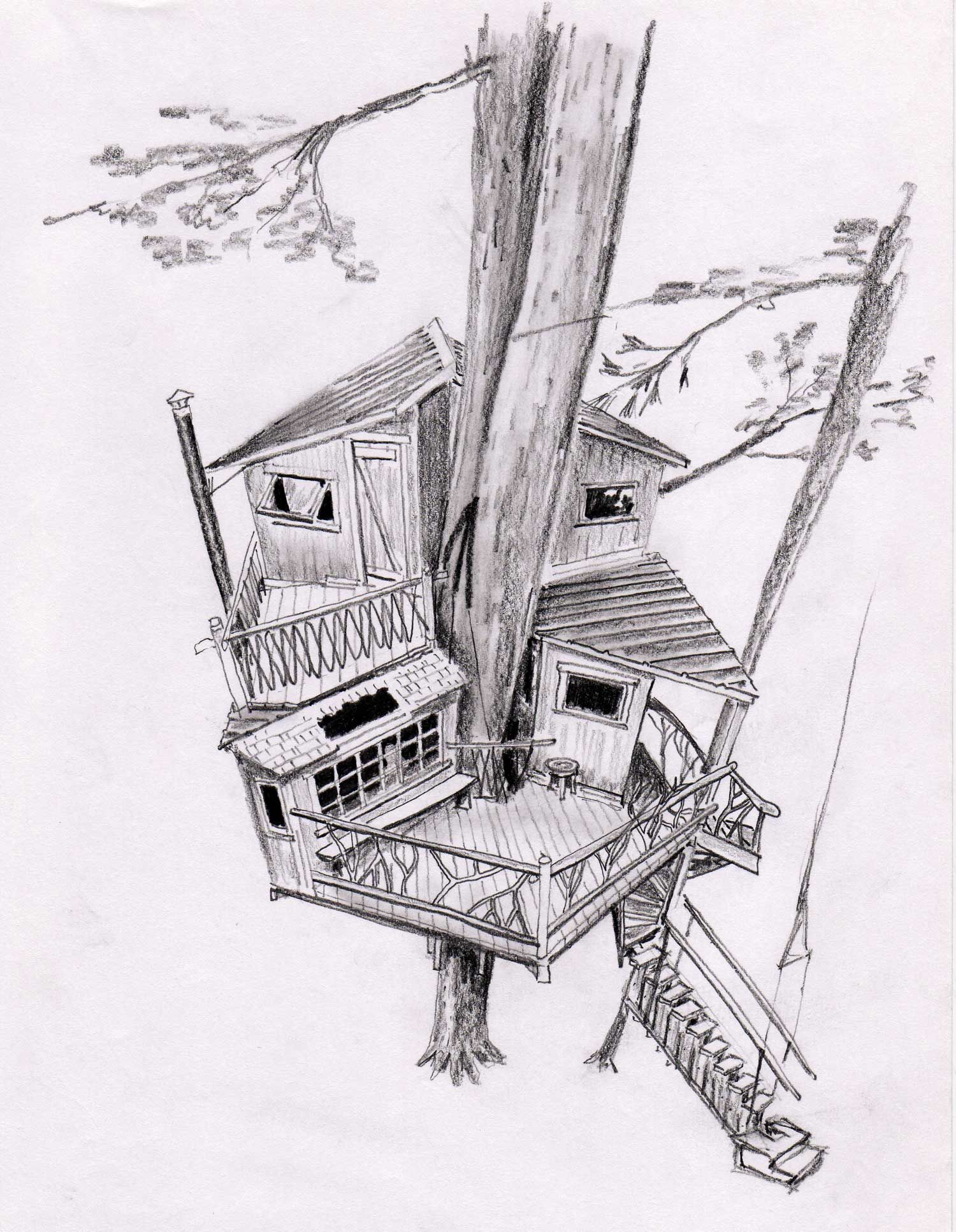 1500x1933 Tree House Sketch Design - Tree House Sketch