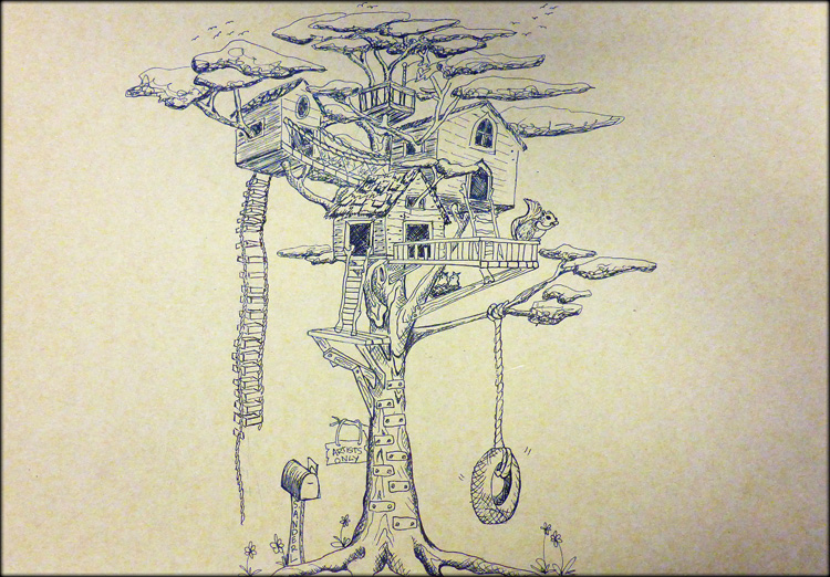 750x522 Treehouse In 2 Point Perspective Julia Sanderl - Tree House Sketch