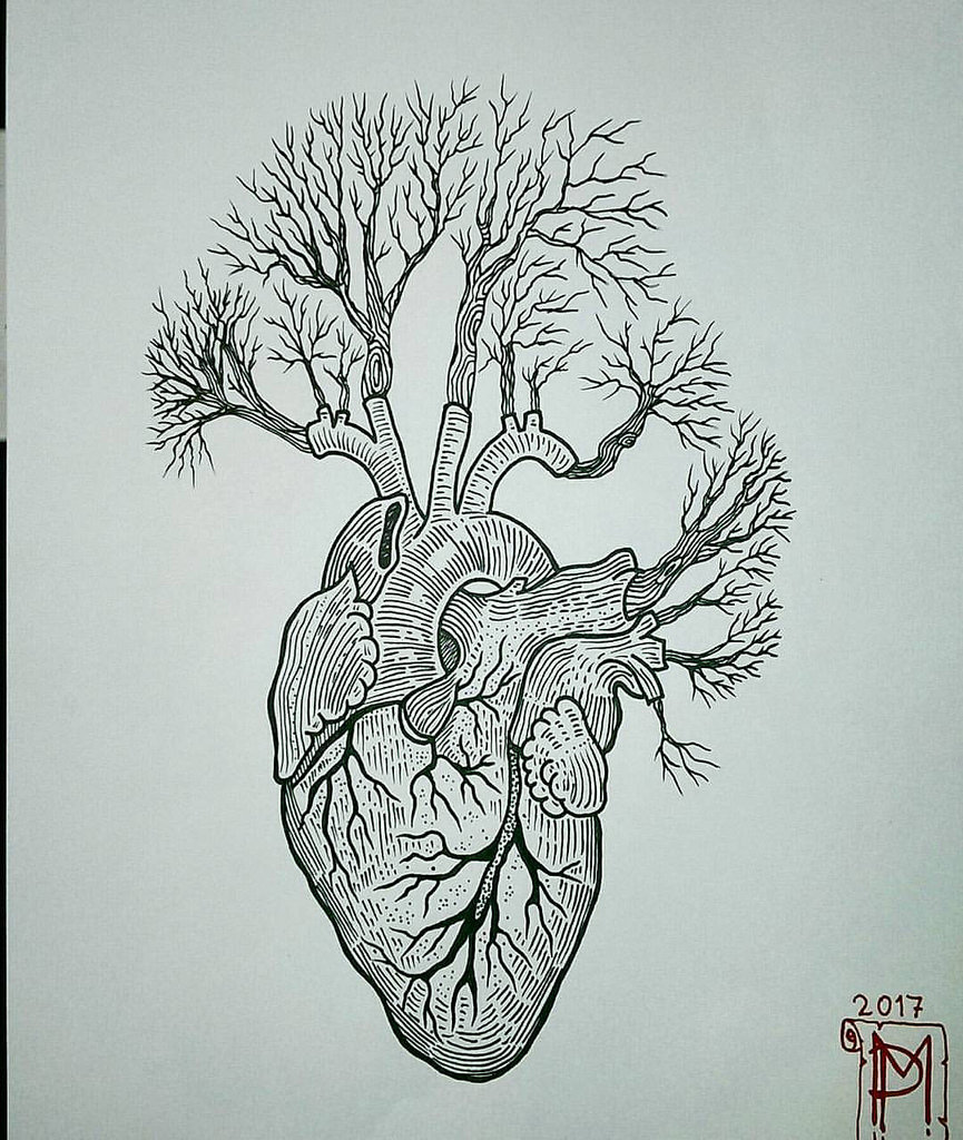 865x1024 Anathomic Heart With Tree Roots. Design For A Nice Girl @ - Tree Roots Sketch