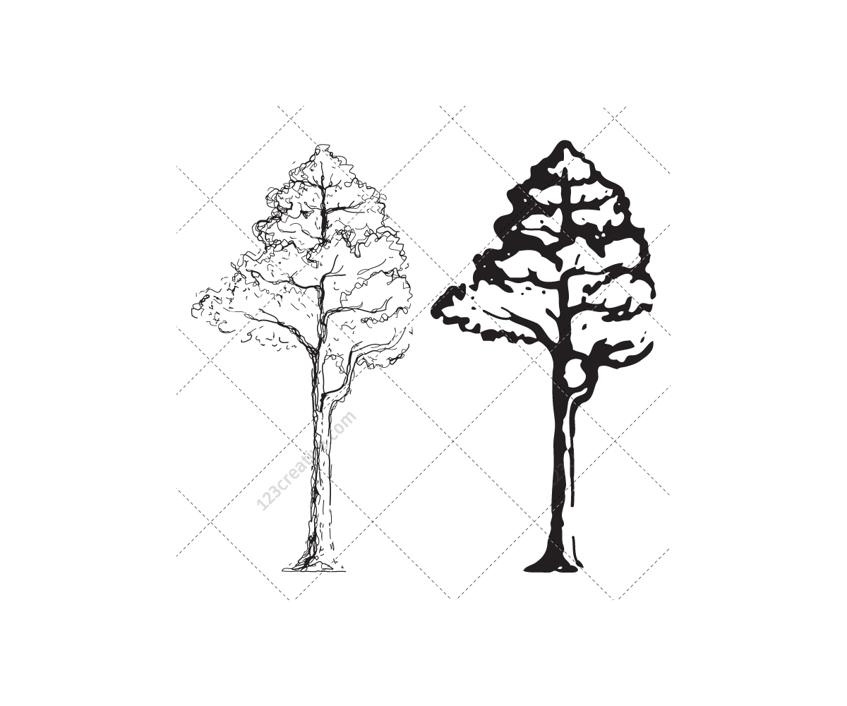 1200x1000 Sketch Tree Vector Pack - Tree Silhouette Sketch