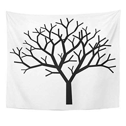 425x425 Emvency Tapestry Artwork Wall Hanging Dead Tree - Tree Silhouette Sketch