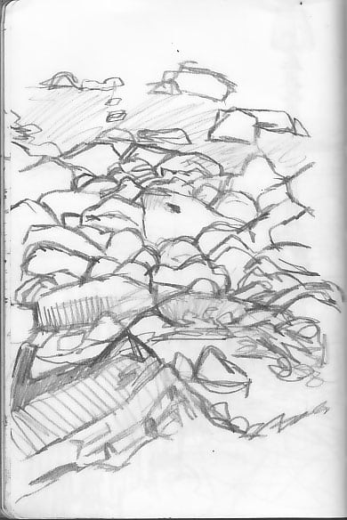 390x584 Sketch Artist Drawing From Life In A Sketchbook When Not Drawing - Tree Sketch Art