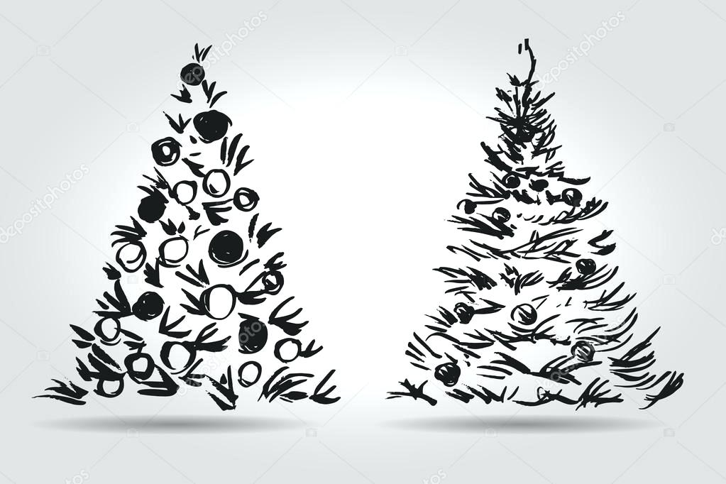 1023x682 Christmas Tree Sketch Trees Sketches Free Vector Christmas Tree - Tree Sketch Simple