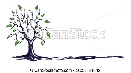450x250 The Tree Sketch. A Tree Sketch With Green Leaves. - Tree Sketch Vector