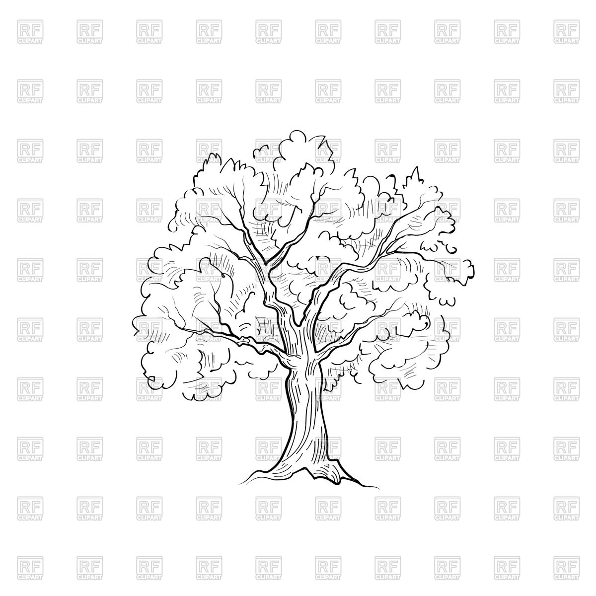 1200x1200 Tree With Leaves - Tree Sketch Vector
