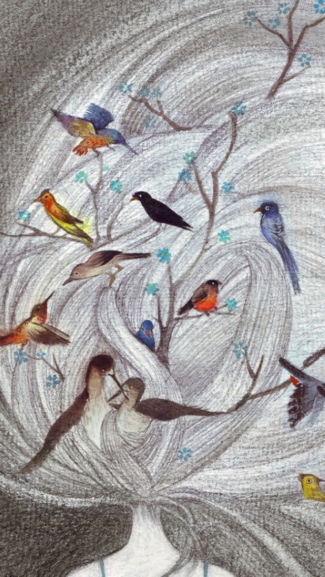 640x1136 Birds And Trees Sketch Iphone 6 6 Plus And Iphone 54 Wallpapers - Tree Sketch Wallpaper