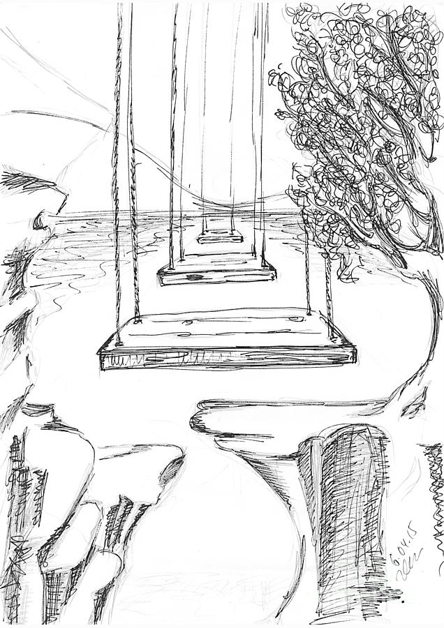 636x900 Swing Bridge. 6 April, 2015 Drawing By Tatiana Chernyavskaya - Tree Swing Sketch