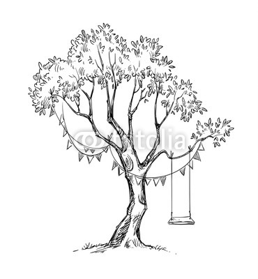 370x400 Tree And Swing. Vector Sketch. Buy Photos Ap Images Detailview - Tree Swing Sketch