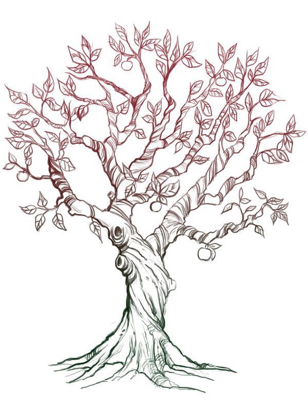 600x800 Apple Tree Murals Apples, Tattoo And Draw - Tree Tattoo Sketch