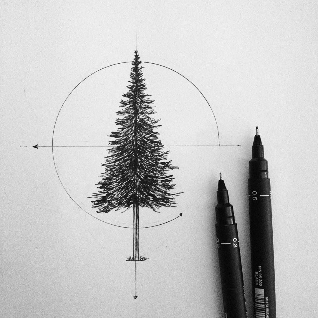 1080x1080 Geometry And Trees Add Mountains Or Stars In The Back Within The - Tree Tattoo Sketch