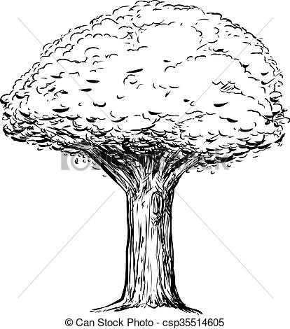 414x470 Outline Of Tree With Thick Trunk. Outline Sketch Of Tree With - Tree Trunk Sketch