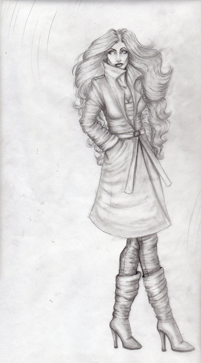666x1200 Trench Coat Girl Sketch By Gabbyred - Trench Coat Sketch