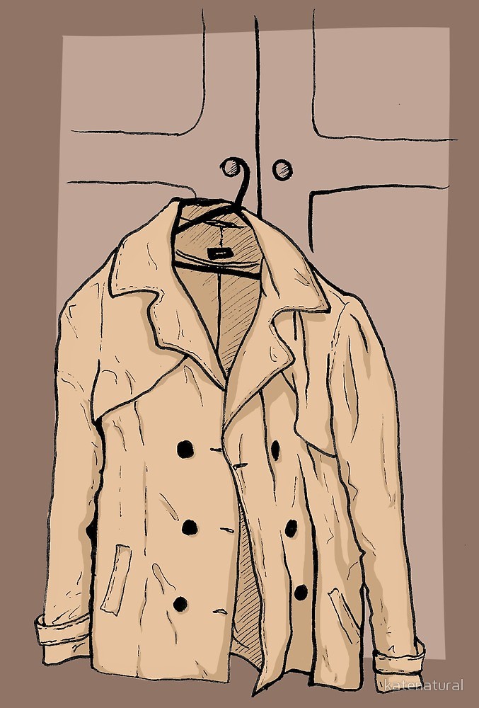 677x1000 Trench Coat Sketch By Katenatural Redbubble - Trench Coat Sketch