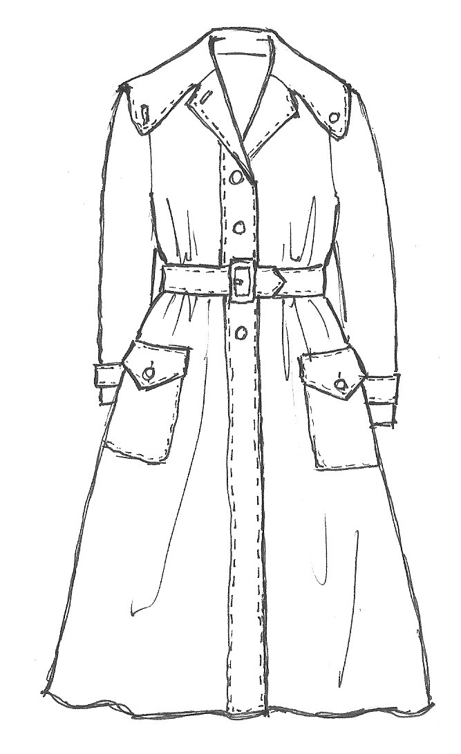 Trench Coat Sketch at PaintingValley.com | Explore collection of Trench ...
