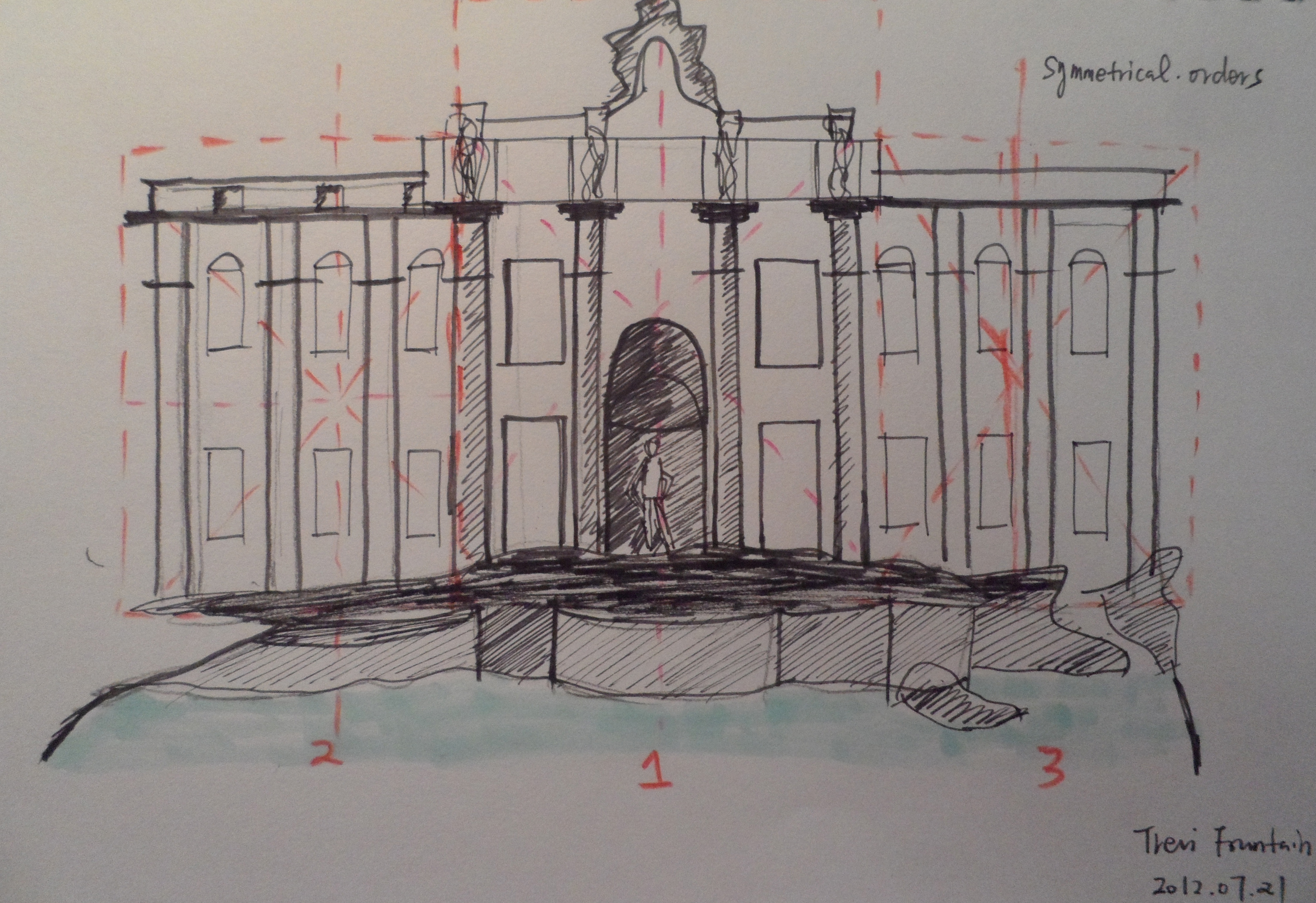 4485x3080 Sketch For Fontana Di 2012.07.21 Gnixus - Trevi Fountain Sketch